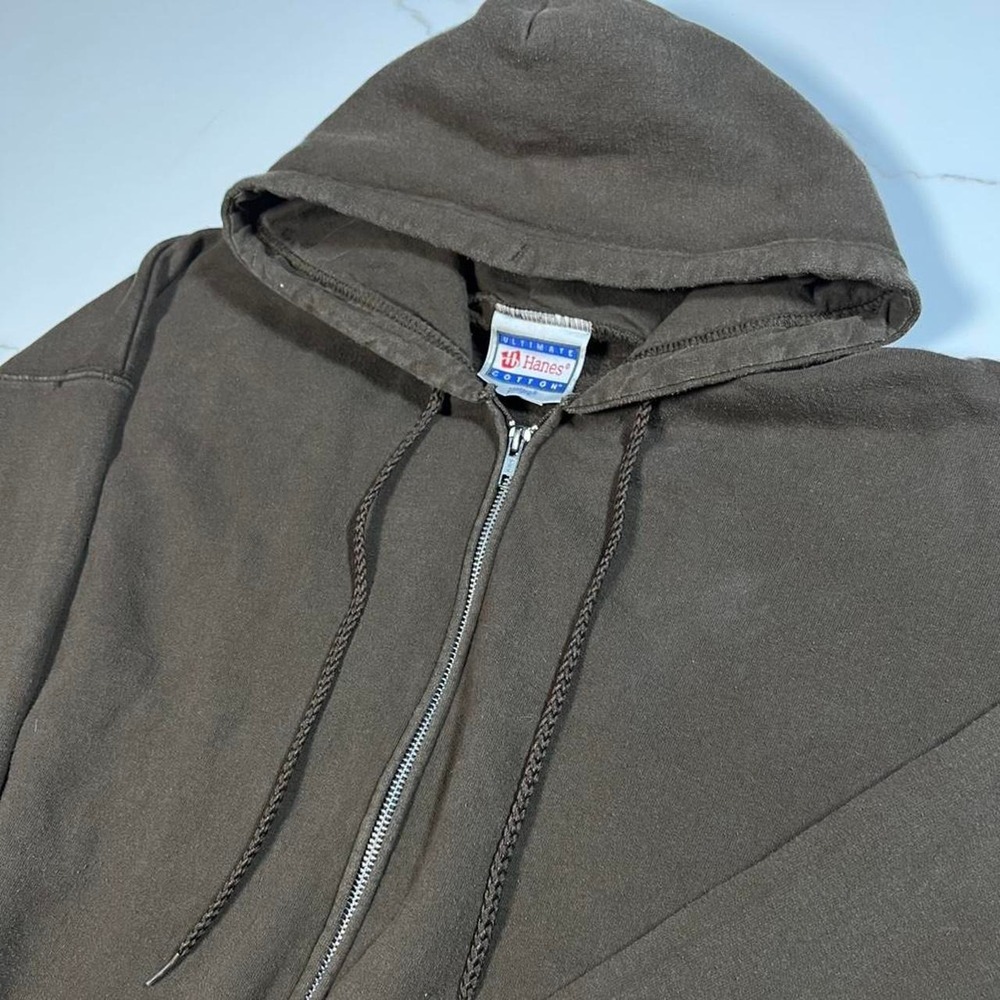 Vintage 90s brown heavyweight faded, zip up blank baggy hoodie